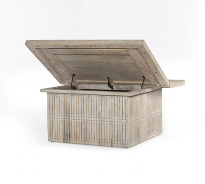 40" Ivory Solid Wood Lift Top Pedestal Coffee Table