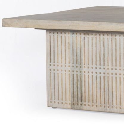 40" Ivory Solid Wood Lift Top Pedestal Coffee Table