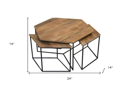 Set of 4 Geometric Wooden Coffee Tables