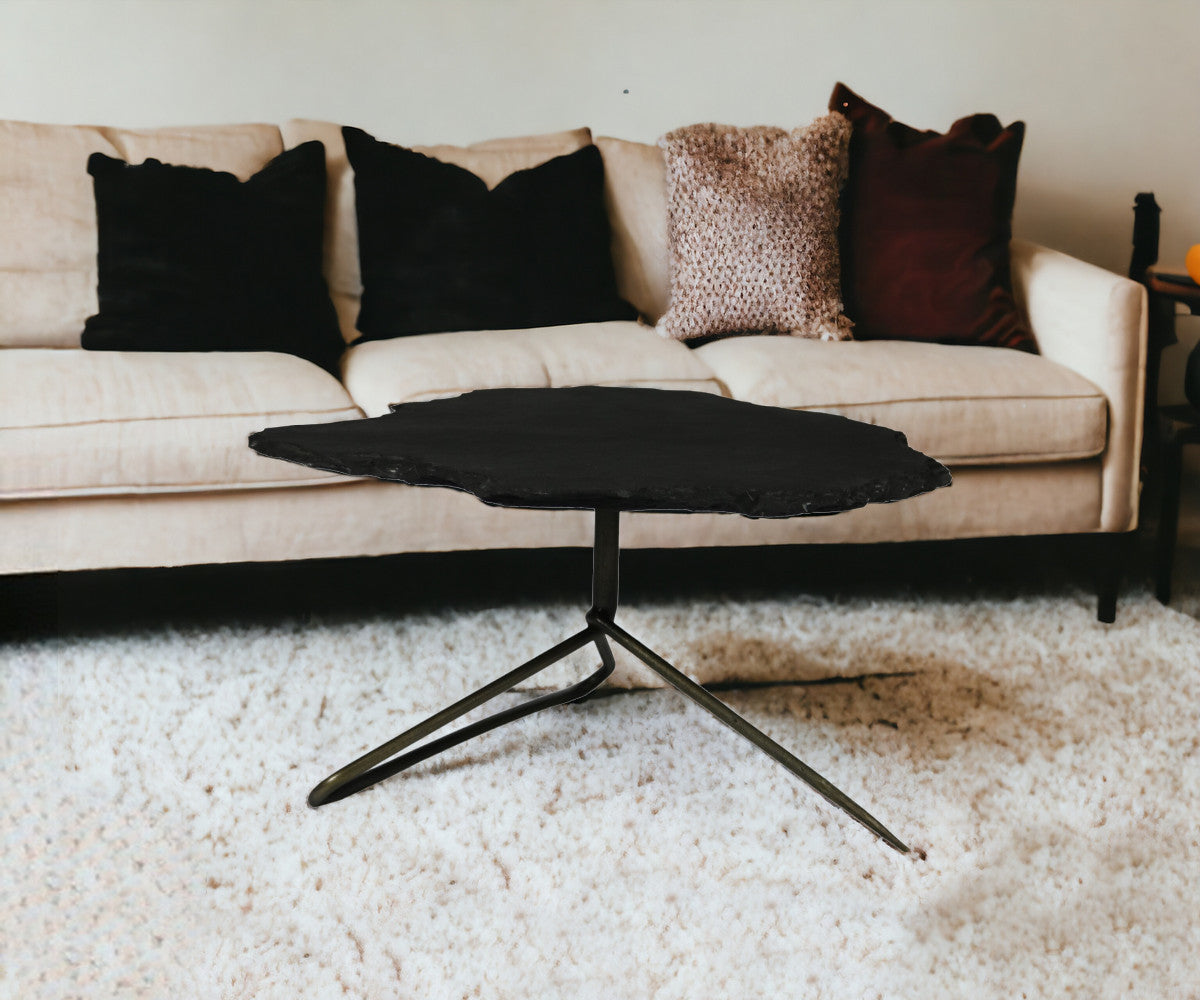 Set of 2 Black Live Edge Coffee Tables