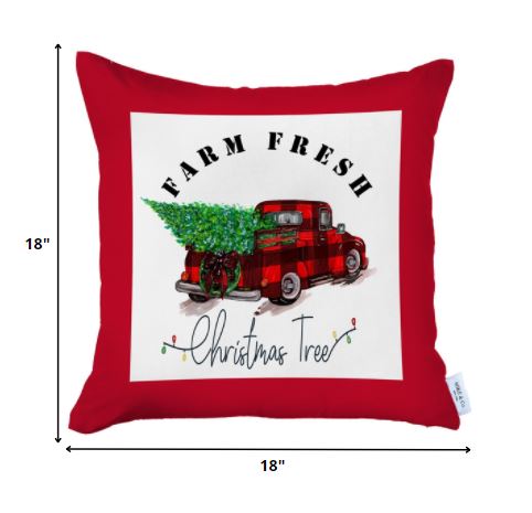 Christmas Buffalo Check Pick Up Truck Throw Pillow