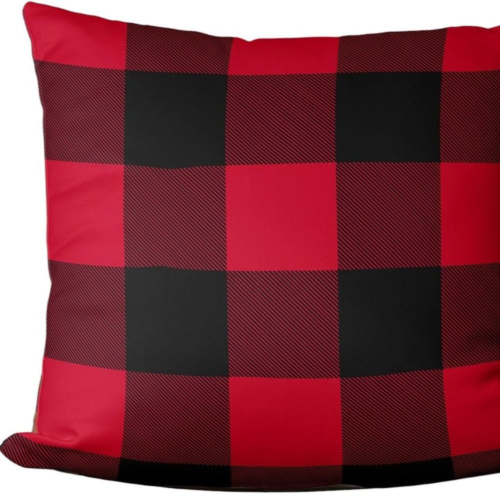 Red and Black Buffalo Plaid Throw Pillow