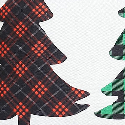 Christmas Tree Trio Plaid Lumbar Throw Pillow