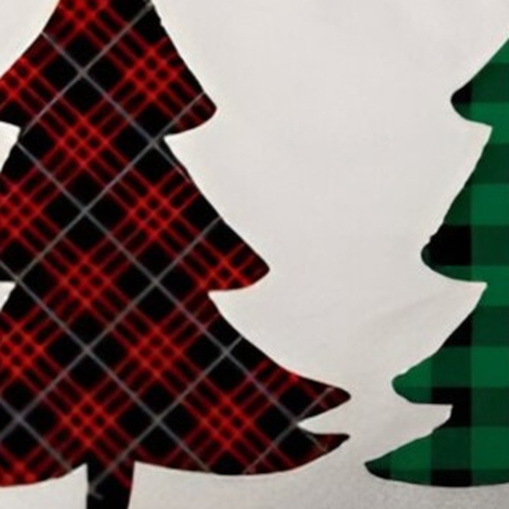 Set of 2 Christmas Tree Trio Plaid Lumbar Throw Pillows