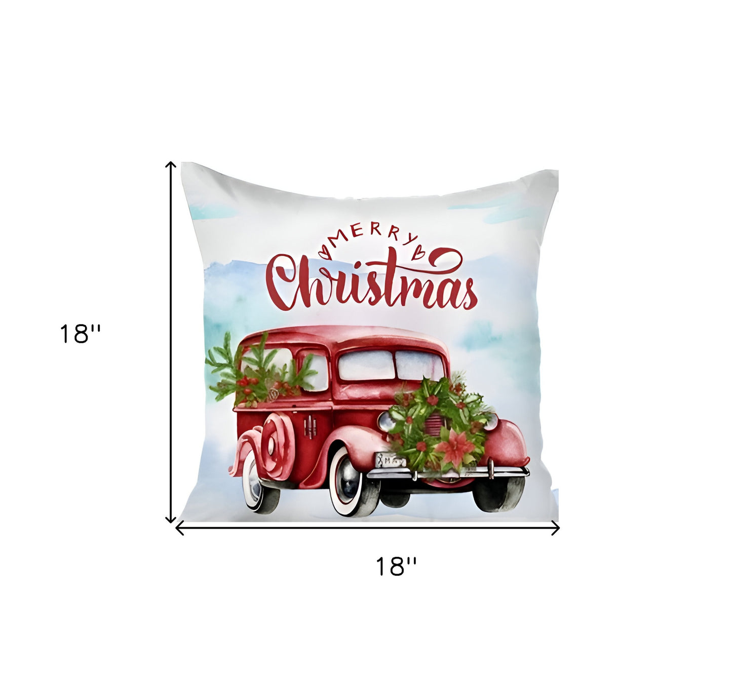 Set of 4 Merry Christmas Vintage Red Car Throw Pillows