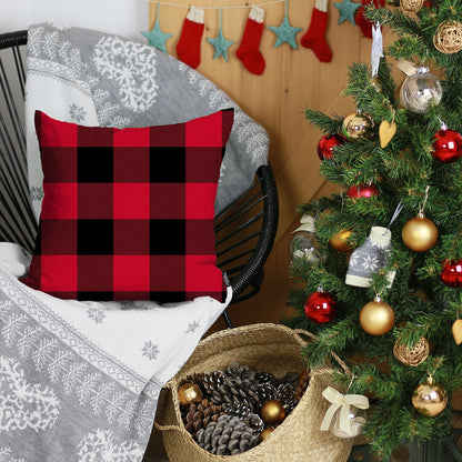 Red and Black Buffalo Plaid Throw Pillow Cover