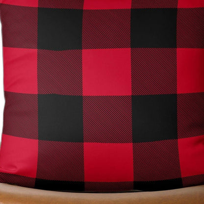 Red and Black Buffalo Plaid Throw Pillow Cover