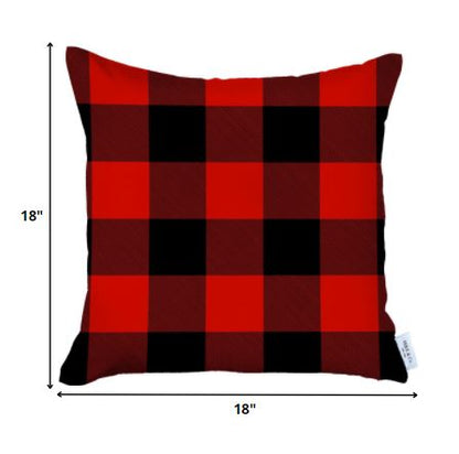 Red and Black Buffalo Plaid Throw Pillow Cover