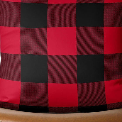 Red and Black Buffalo Plaid Throw Pillow Cover