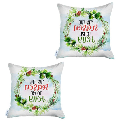 Set of 2 Tis the Season Christmas Throw Pillow Covers