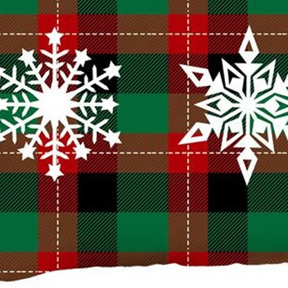 Set of 2 Christmas Snowflake Trio Plaid Lumbar Pillow Covers