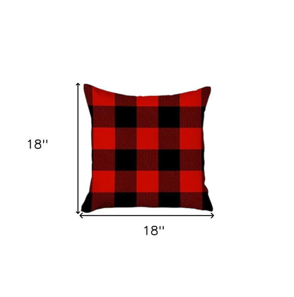 Set of Four 18" Red and Black Plaid Fabric Throw Pillow Covers