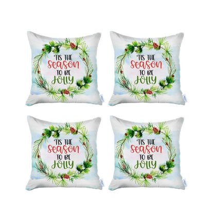 Set of 4 Tis the Season Christmas Throw Pillow Covers