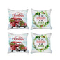 Set of Four Green Christmas Christmas Tree Fabric Throw Pillow Covers