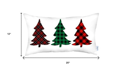 Set of 4 Christmas Tree Trio Plaid Lumbar Pillow Covers