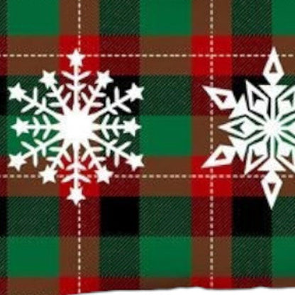Set of 4 Christmas Snowflake Trio Plaid Lumbar Pillow Covers