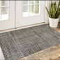 2' X 4' Modern Geo Lines in Squares Washable Floor Mat