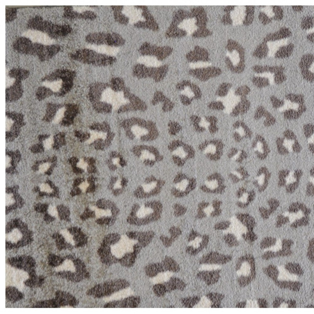 2' X 4' Gray and Brown Cheetah Washable Floor Mat