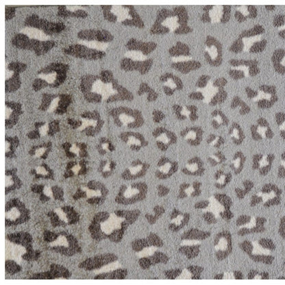 2' X 4' Gray and Brown Cheetah Washable Floor Mat