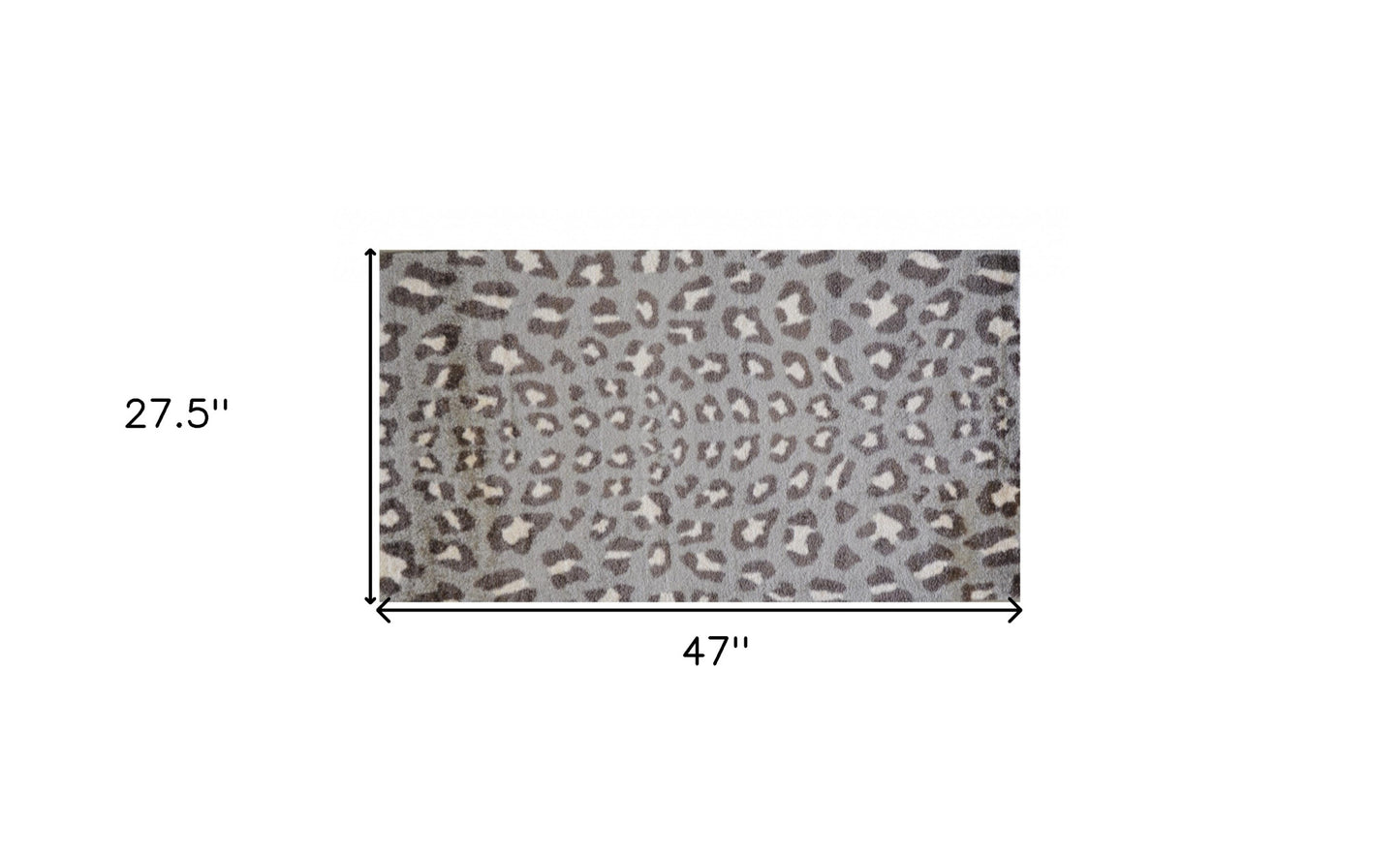 2' X 4' Gray and Brown Cheetah Washable Floor Mat