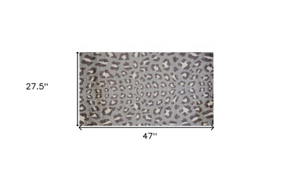 2' X 4' Gray and Brown Cheetah Washable Floor Mat