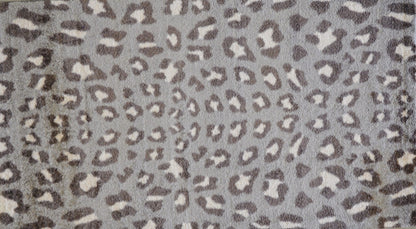 2' X 4' Gray and Brown Cheetah Washable Floor Mat