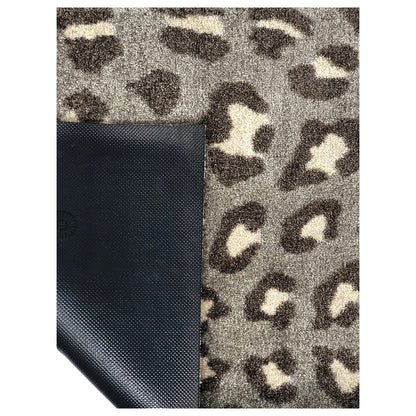 2' X 4' Gray and Brown Cheetah Washable Floor Mat