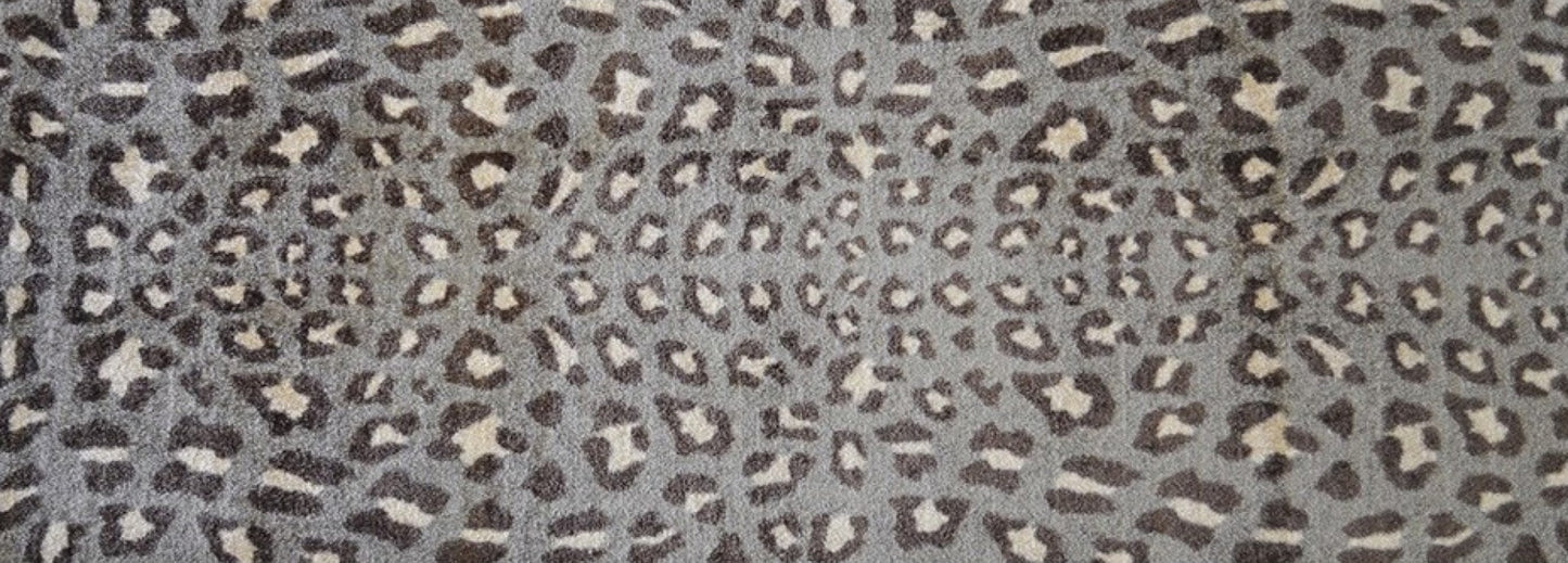 2' X 6' Gray and Brown Cheetah Washable Runner Rug