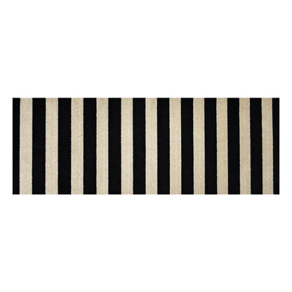 2' X 6' Black and Tan Wide Stripe Washable Runner Rug