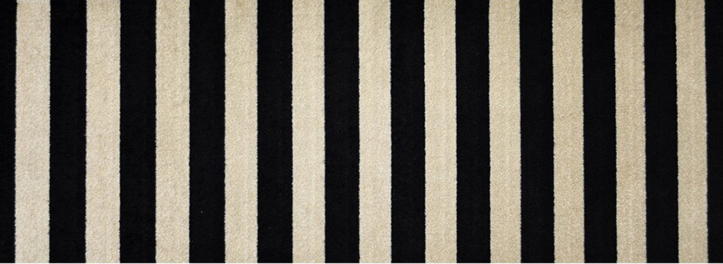 2' X 6' Black and Tan Wide Stripe Washable Runner Rug