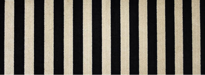 2' X 6' Black and Tan Wide Stripe Washable Runner Rug