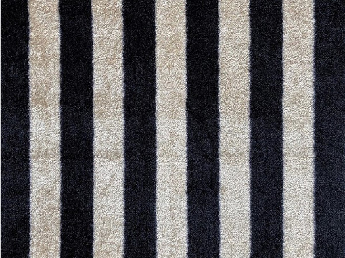 2' X 3' Black and Tan Wide Stripe Washable Floor Mat