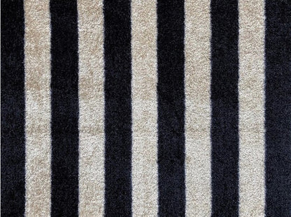 2' X 3' Black and Tan Wide Stripe Washable Floor Mat