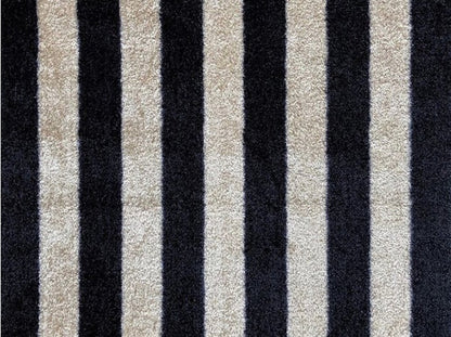 2' X 3' Black and Tan Wide Stripe Washable Floor Mat