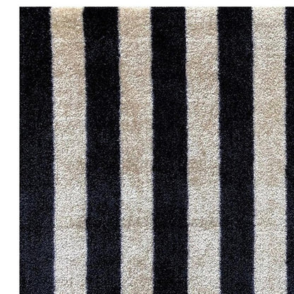 2' X 3' Black and Tan Wide Stripe Washable Floor Mat