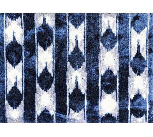 2' X 3' Shades of Blue Abstract Stripes Washable Floor Mat
