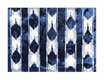 2' X 3' Shades of Blue Abstract Stripes Washable Floor Mat