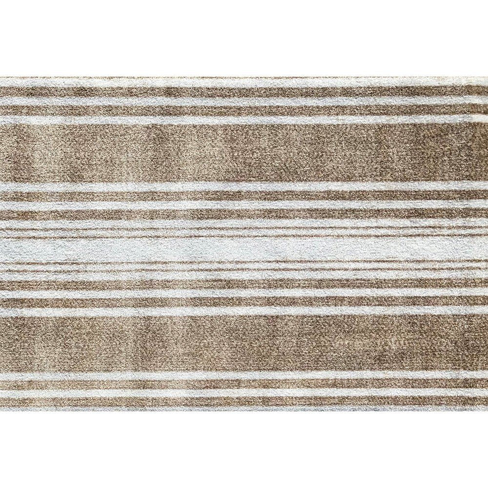 2' X 3' Tan Striped Shag Area Rug