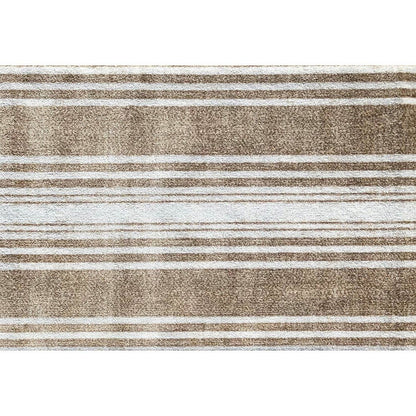 2' X 3' Tan Striped Shag Area Rug