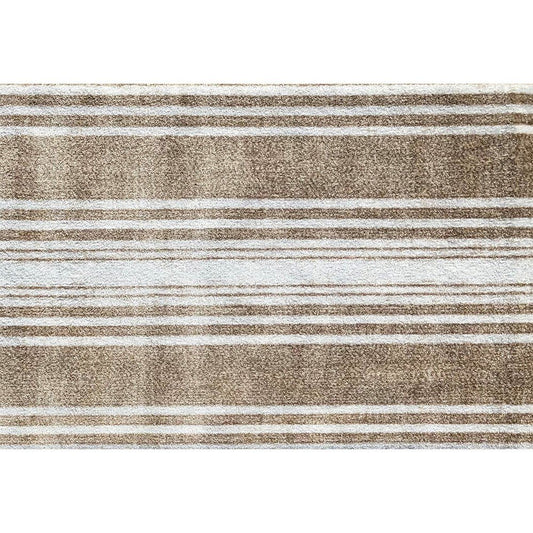 2' X 3' Tan Striped Shag Area Rug