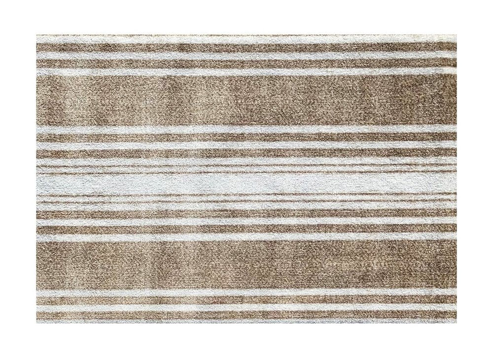 2' X 3' Tan Striped Shag Area Rug