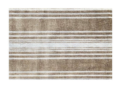 2' X 3' Tan Striped Shag Area Rug