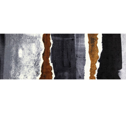 2' X 6' Gray and Brown Abstract Southwest Washable Runner Rug