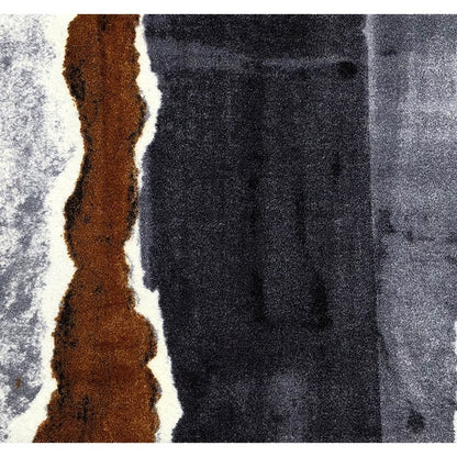 2' X 6' Gray and Brown Abstract Southwest Washable Runner Rug