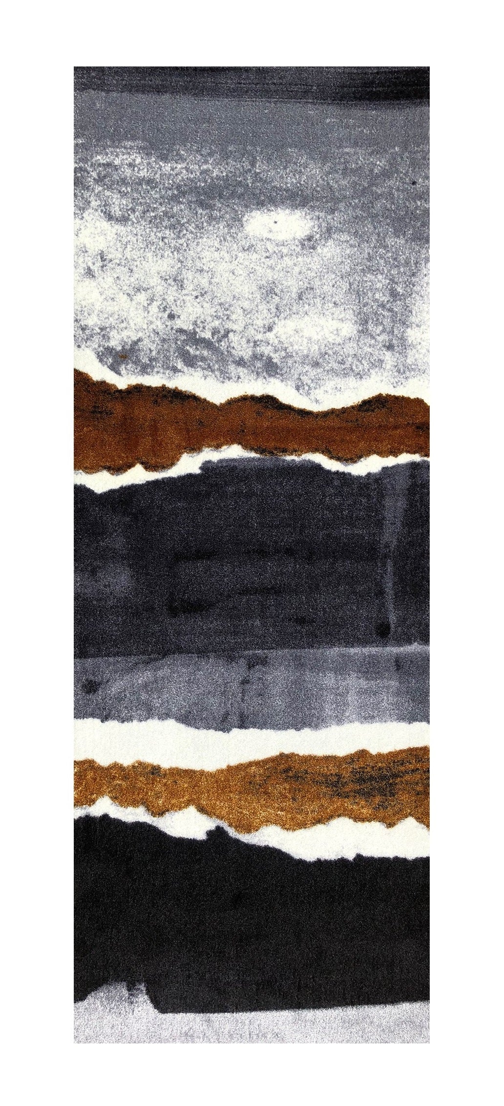 2' X 6' Gray and Brown Abstract Southwest Washable Runner Rug