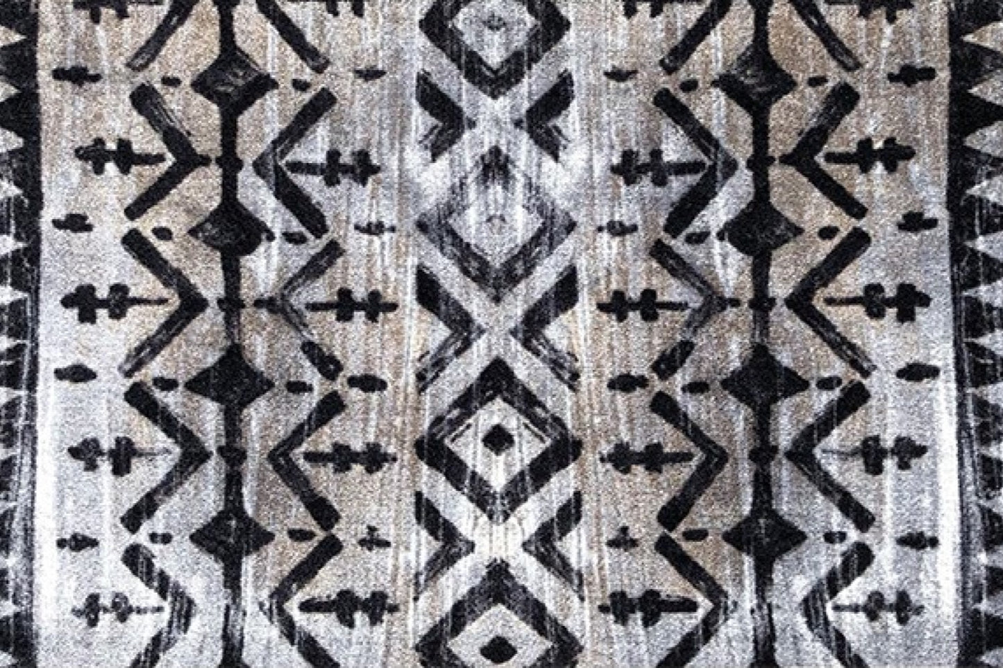 2' X 6' Black and Gray Aztec Washable Runner Rug