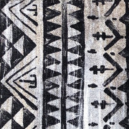 2' X 6' Black and Gray Aztec Washable Runner Rug