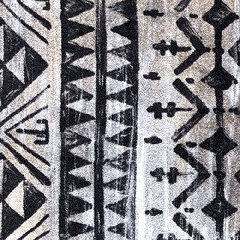 2' X 6' Black and Gray Aztec Washable Runner Rug