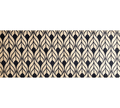 2' X 6' Graphite and Tan Abstract Leaves Washable Runner Rug