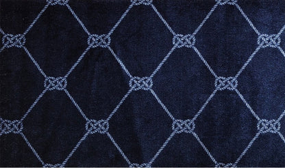 2' X 3' Navy Nautical Knots Washable Floor Mat